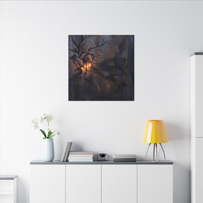 Winter Rust Patina Charcoal Ink Canvas Art | Atmospheric Decor