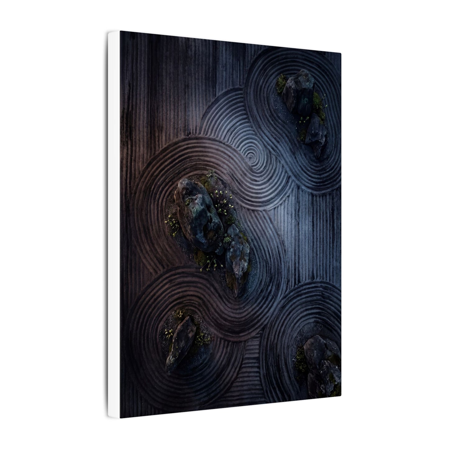 Spring Rock Garden Charcoal Ink Canvas Art | Bold Decor