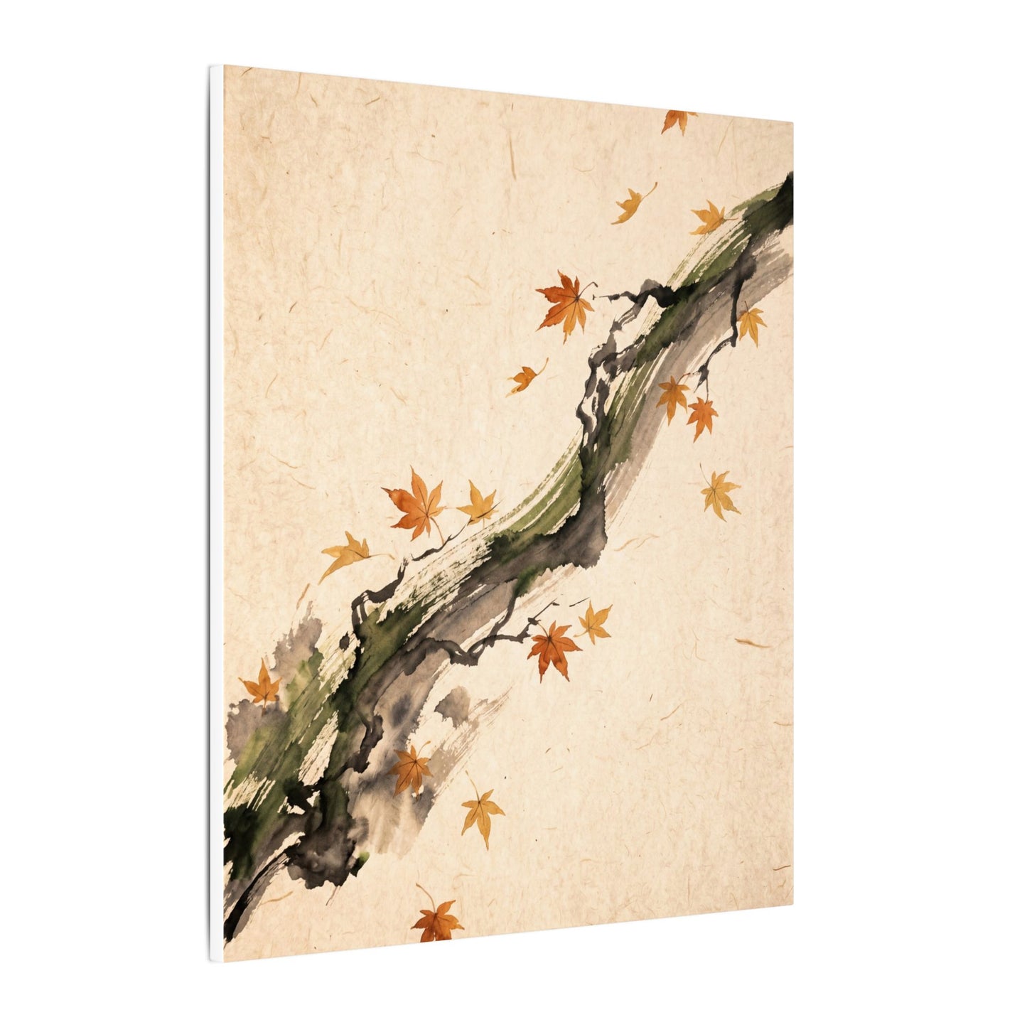 Ink Brushstroke Autumn Canvas Art | Zen Calm Design
