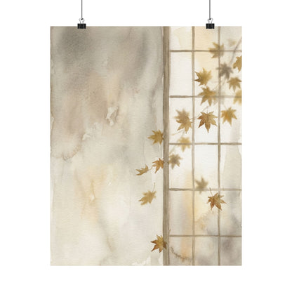 Elegant Shoji Screen Wall Art Print - Watercolor Japandi