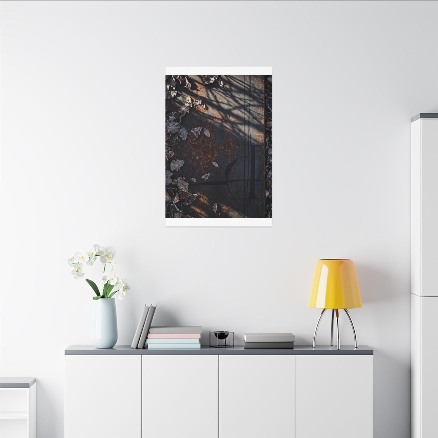Shibui Rust Patina Canvas Art - Dark Japandi Charcoal Ink