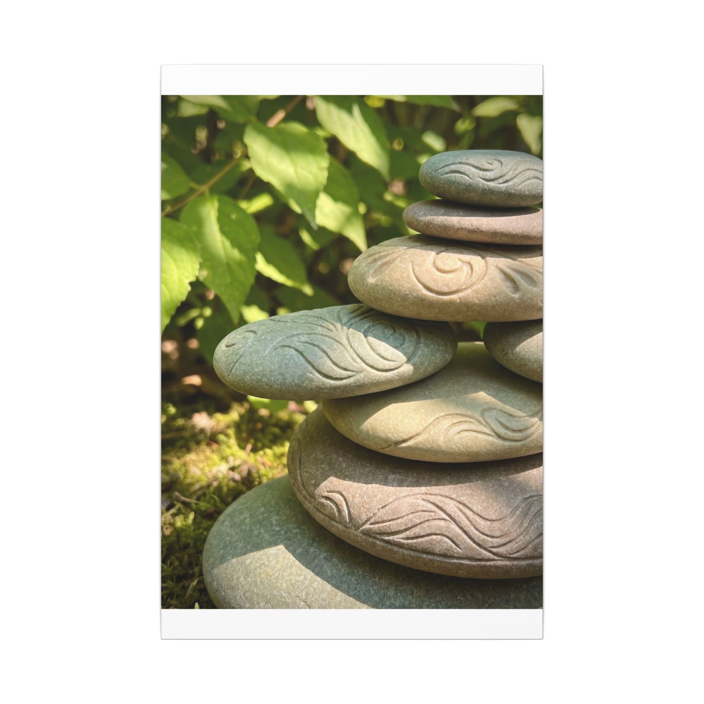 River Stones Summer Canvas Art | Japandi Earthy Design