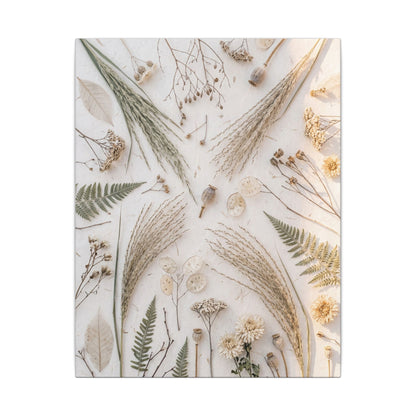 Elegant Dried Flowers Canvas Art - Japanese Pattern Japandi