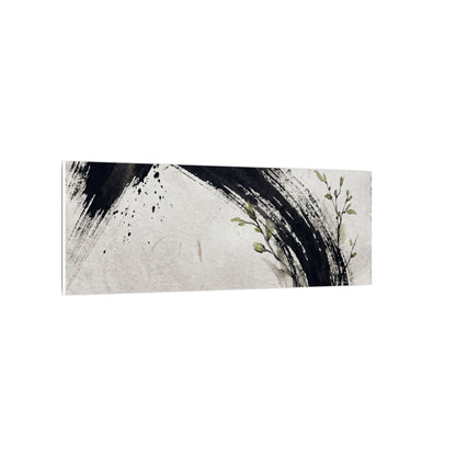 Ink Brushstroke Spring Canvas Art | Dark Japandi Sophisticated Design