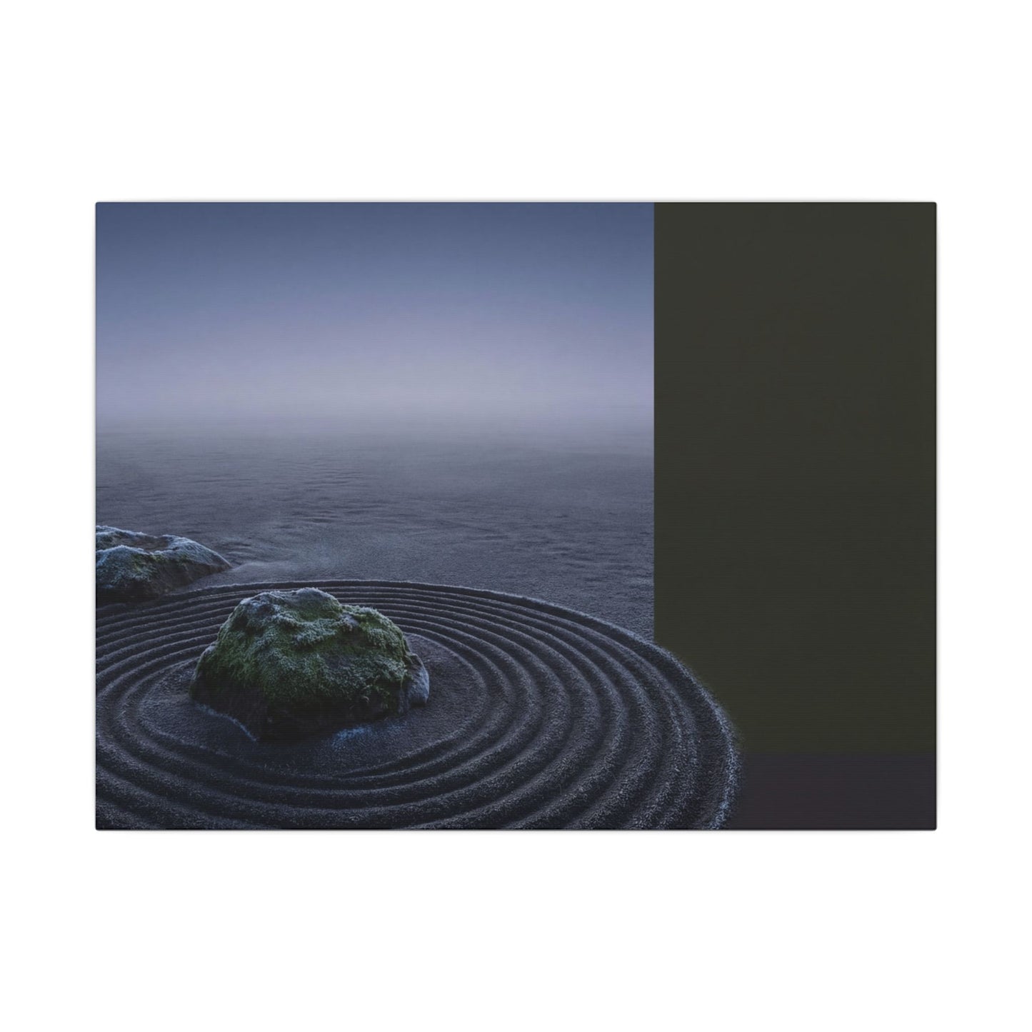Ma Rock Garden Canvas Art - Dark Japandi Moody Minimal Art Print
