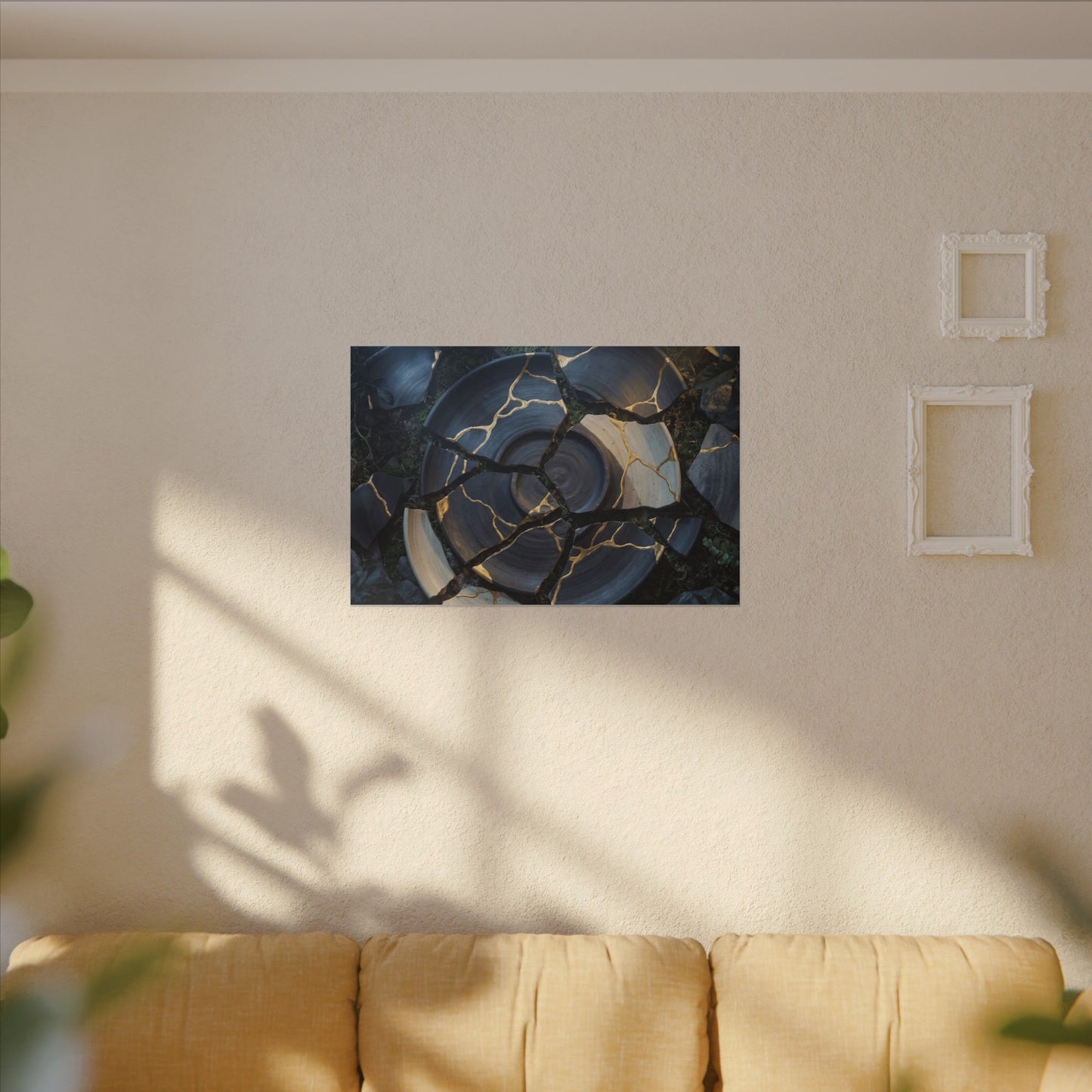 Resilient Broken Pottery Canvas Art - Gold Vein Kintsugi