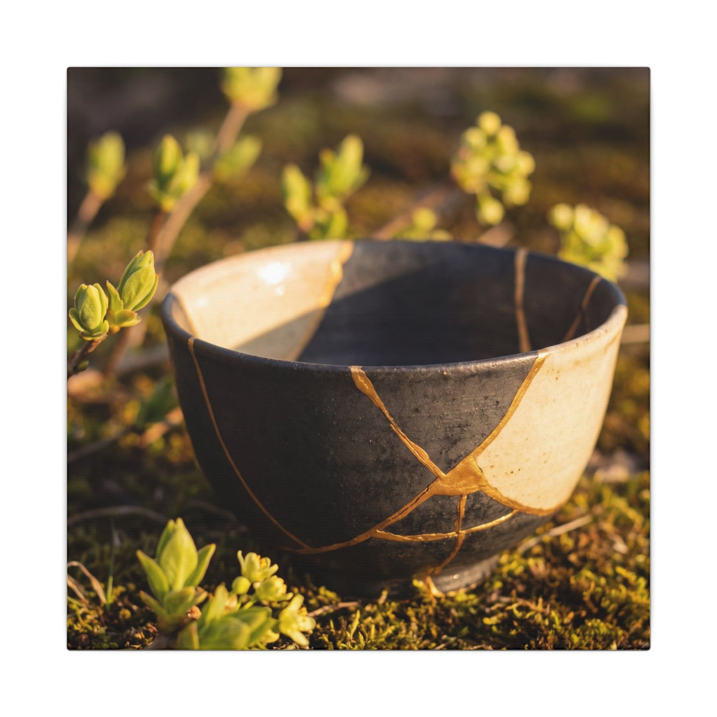 Seijaku Broken Pottery Canvas Art - Kintsugi Gold Repair