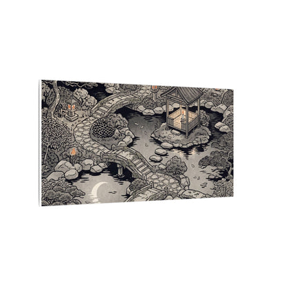 Moonlit Garden Ukiyo E Inspired Canvas Art | Serene Zen Art