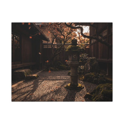 Seijaku Stone Lantern Canvas Art - Dark Japandi Shadow Zen