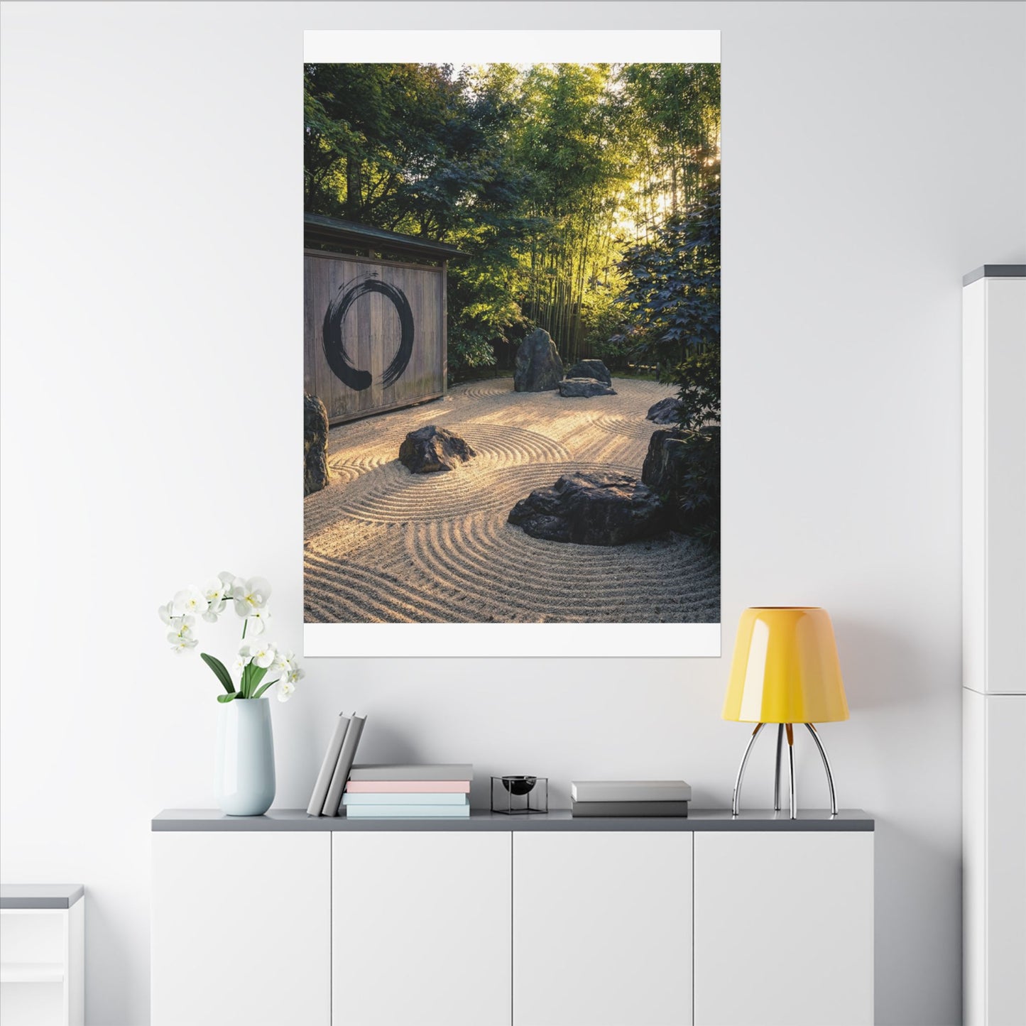 Rock Garden Enso Canvas Art | Tranquil Zen Art
