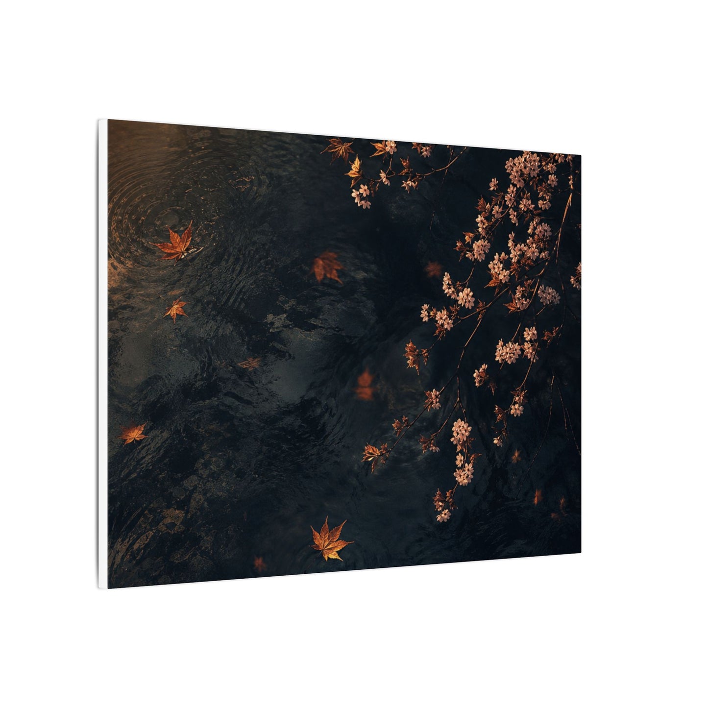 Golden Hour Cherry Blossom Canvas Art - Dark Japandi Kanso