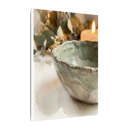 Ceramic Bowl Canvas Art | Summer Japandi Watercolor Art