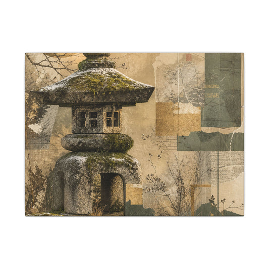 Elegant Stone Lantern Canvas Art - Texture Japandi