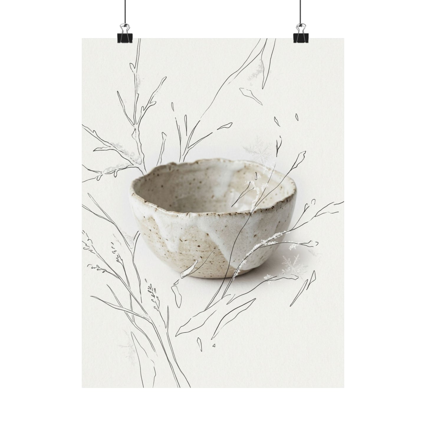 Japandi Ceramic Bowl in Overcast | Minimal Line Wall Art Print