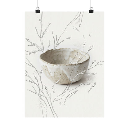 Japandi Ceramic Bowl in Overcast | Minimal Line Wall Art Print