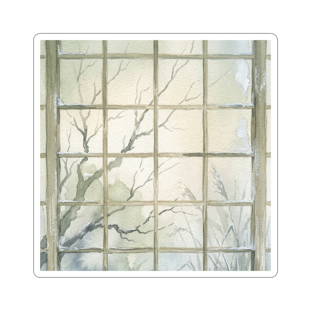 Shoji Screen Winter Sticker | Japandi Cozy Design