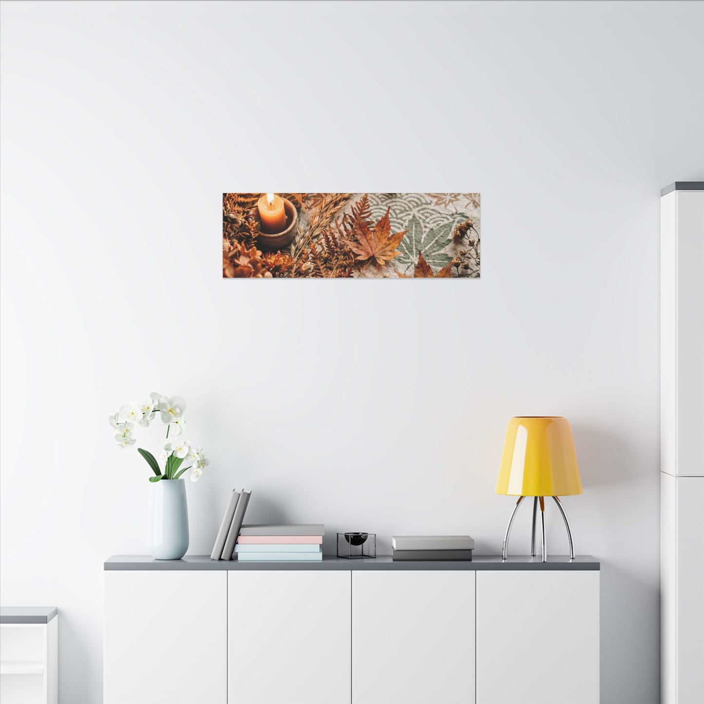 Candlelight Dried Flowers Canvas Art - Japandi Seijaku