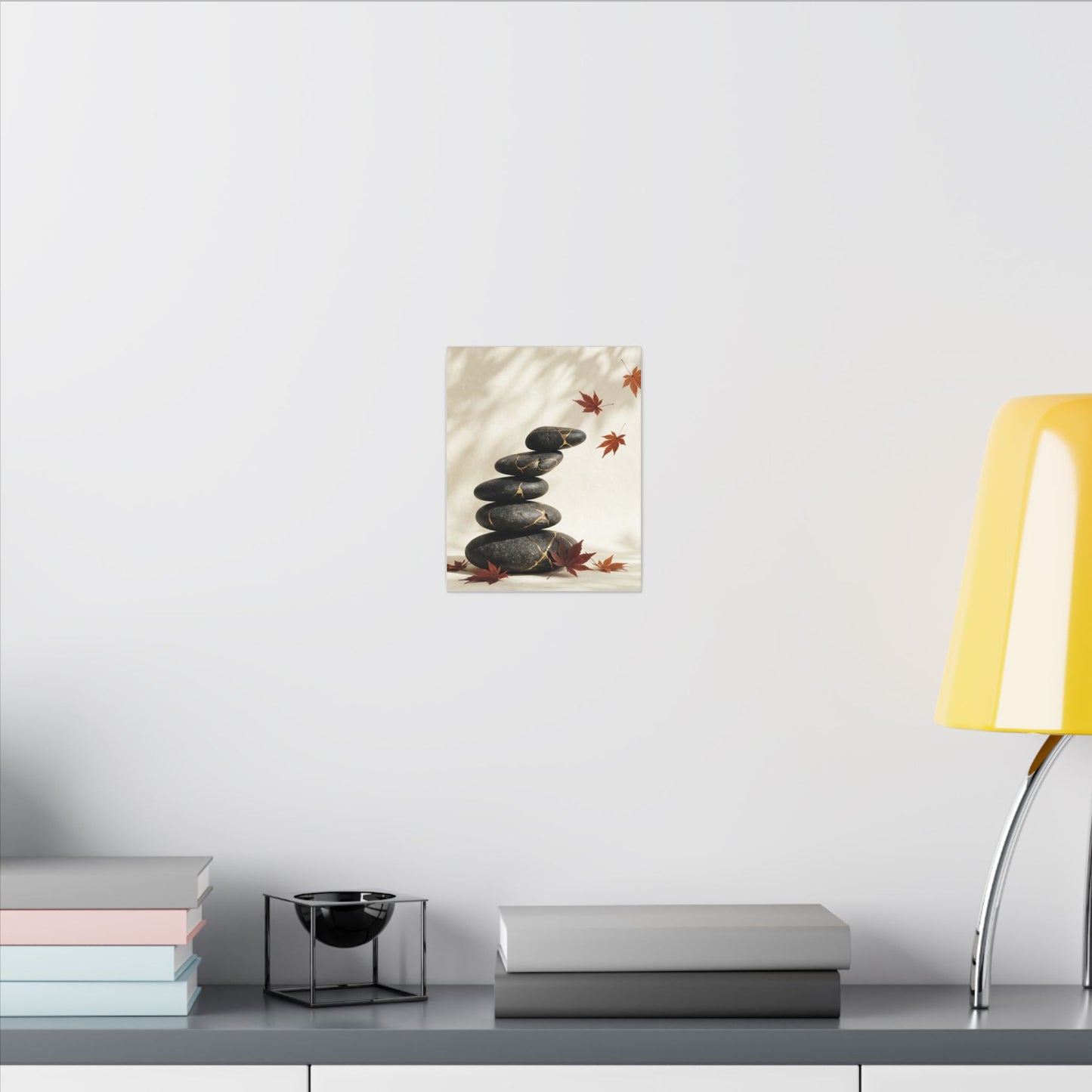 Kintsugi River Stones in Dappled | Crackle Gold Canvas Art