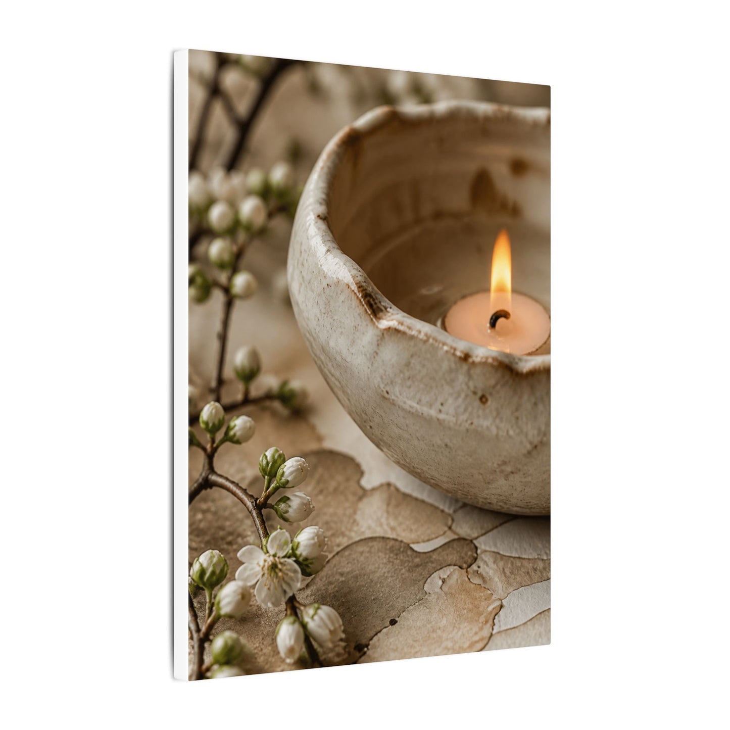 Kanso Ceramic Bowl Canvas Art - Japandi Watercolor