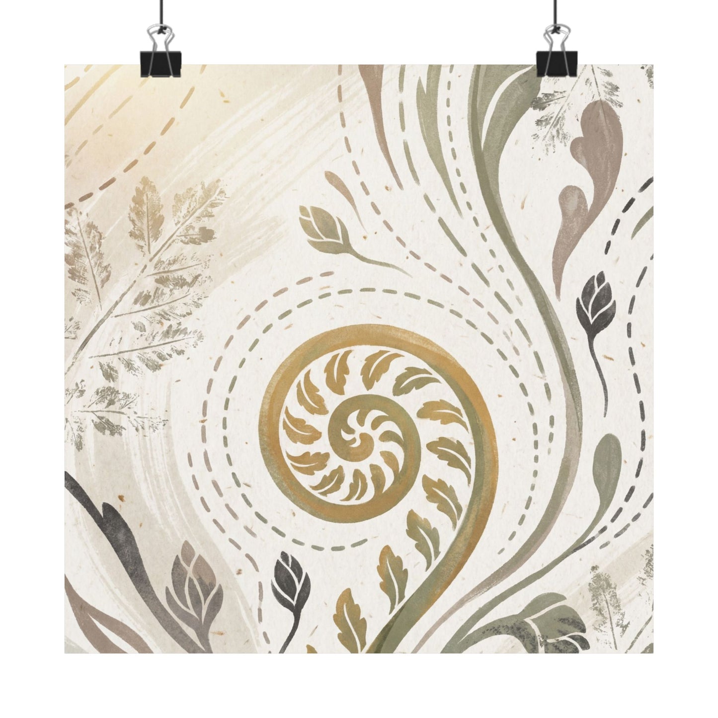 Fern Unfurling Wall Art Print | Spring Japandi Japanese Pattern Art Art Print