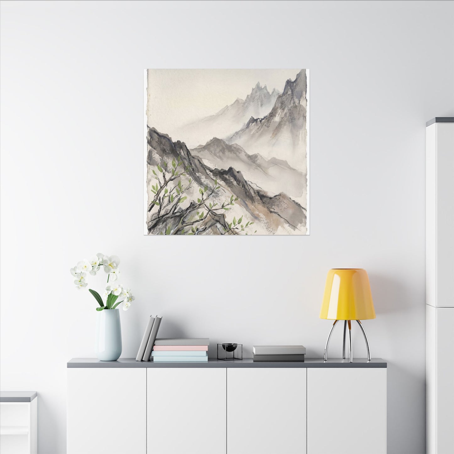 Spring Mountain Mist Texture Canvas Art | Warm Decor