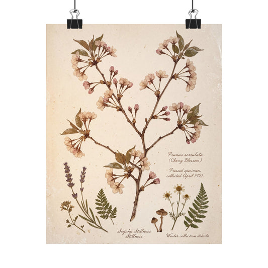 Nostalgic Cherry Blossom Wall Art Print - Herbarium Cottagecore