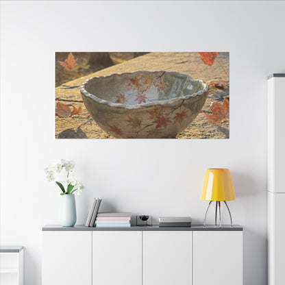 Japandi Ceramic Bowl in Golden Hour | Japanese Pattern Canvas Art