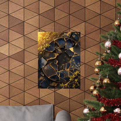 Broken Pottery Gold Repair Wall Art Print | Resilient Kintsugi Art