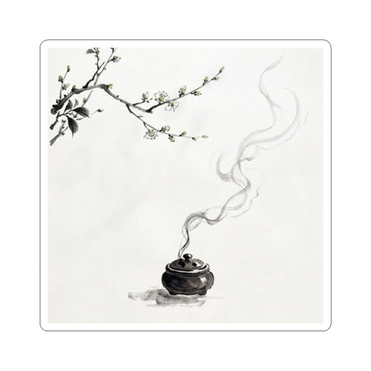 Ma Incense Smoke Sticker - Zen Sumi E