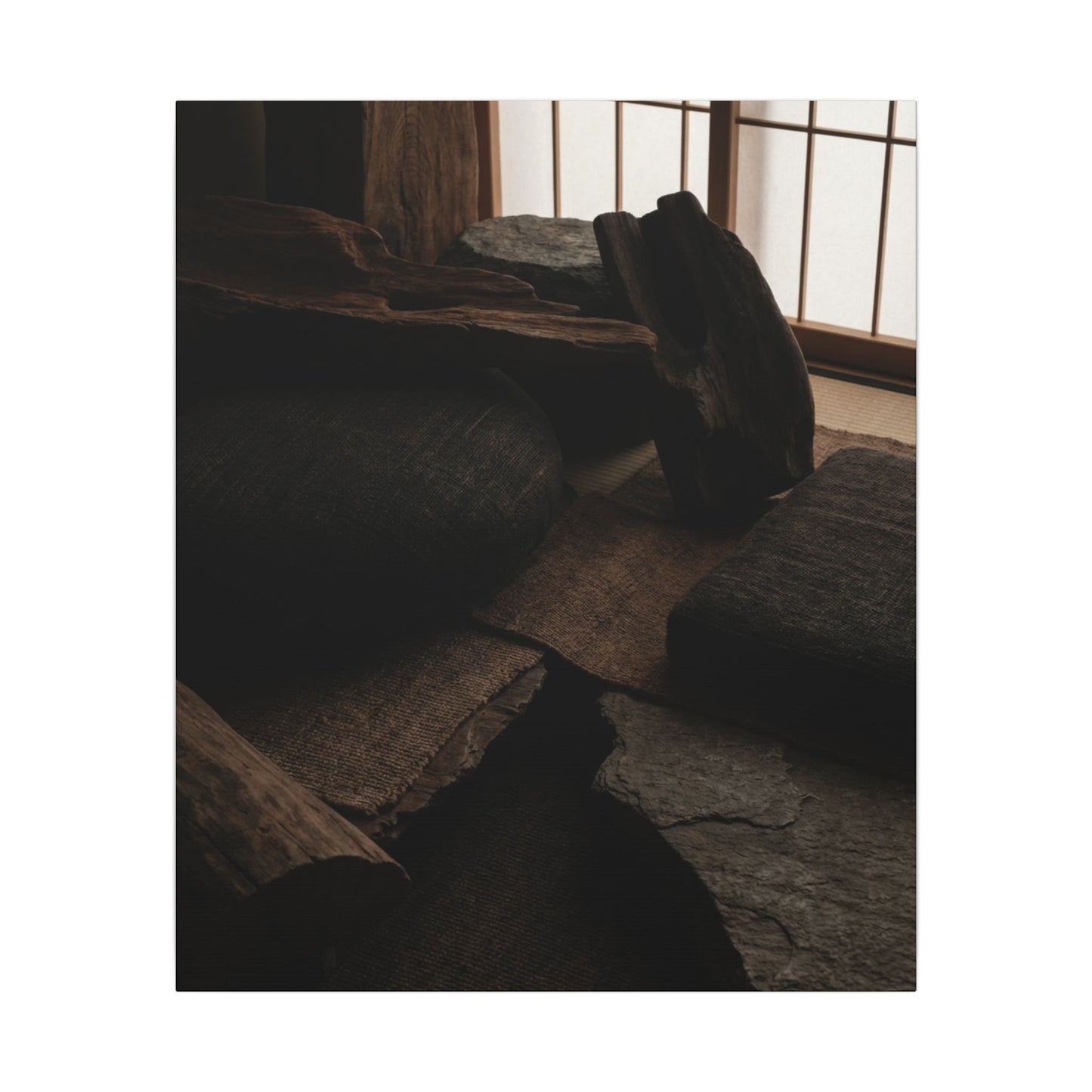 Dark Japandi Shadow Zen Canvas Art