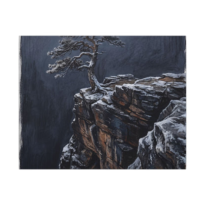 Dark Japandi Pine Tree in Dawn | Dark Texture Canvas Art