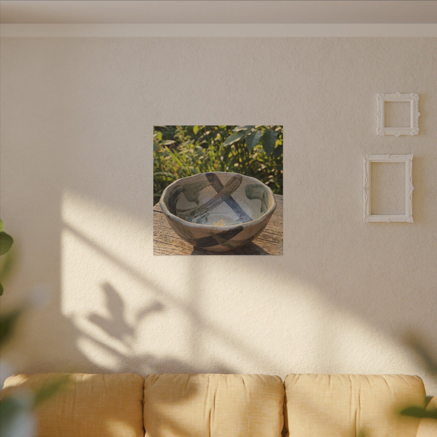 Earthy Ceramic Bowl Canvas Art - Japanese Pattern Japandi