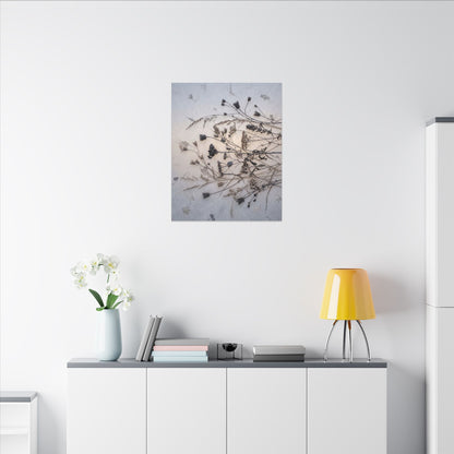Elegant Dried Flowers Canvas Art - Japanese Pattern Japandi