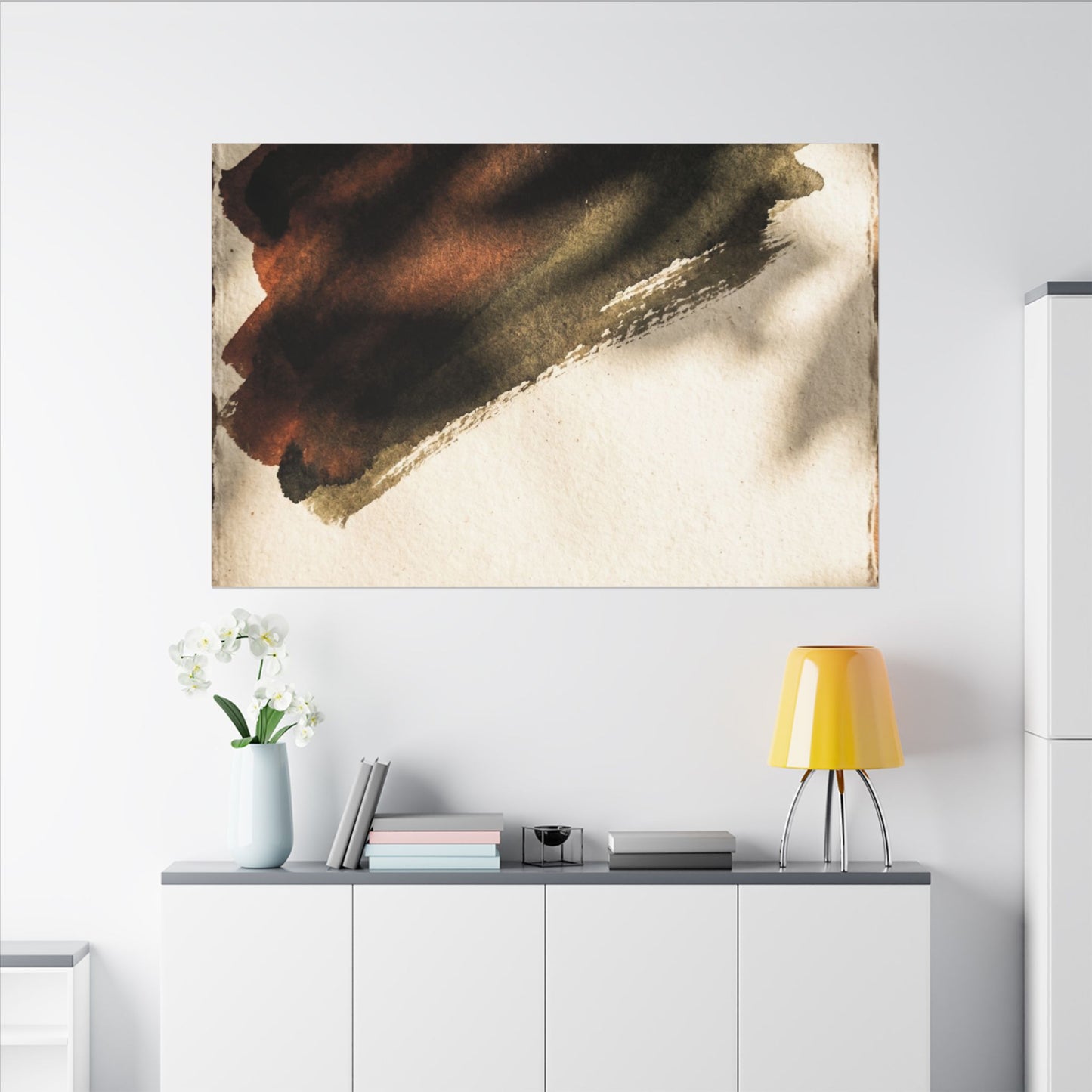 Ink Brushstroke Canvas Art | Summer Dark Japandi Moody Minimal Art
