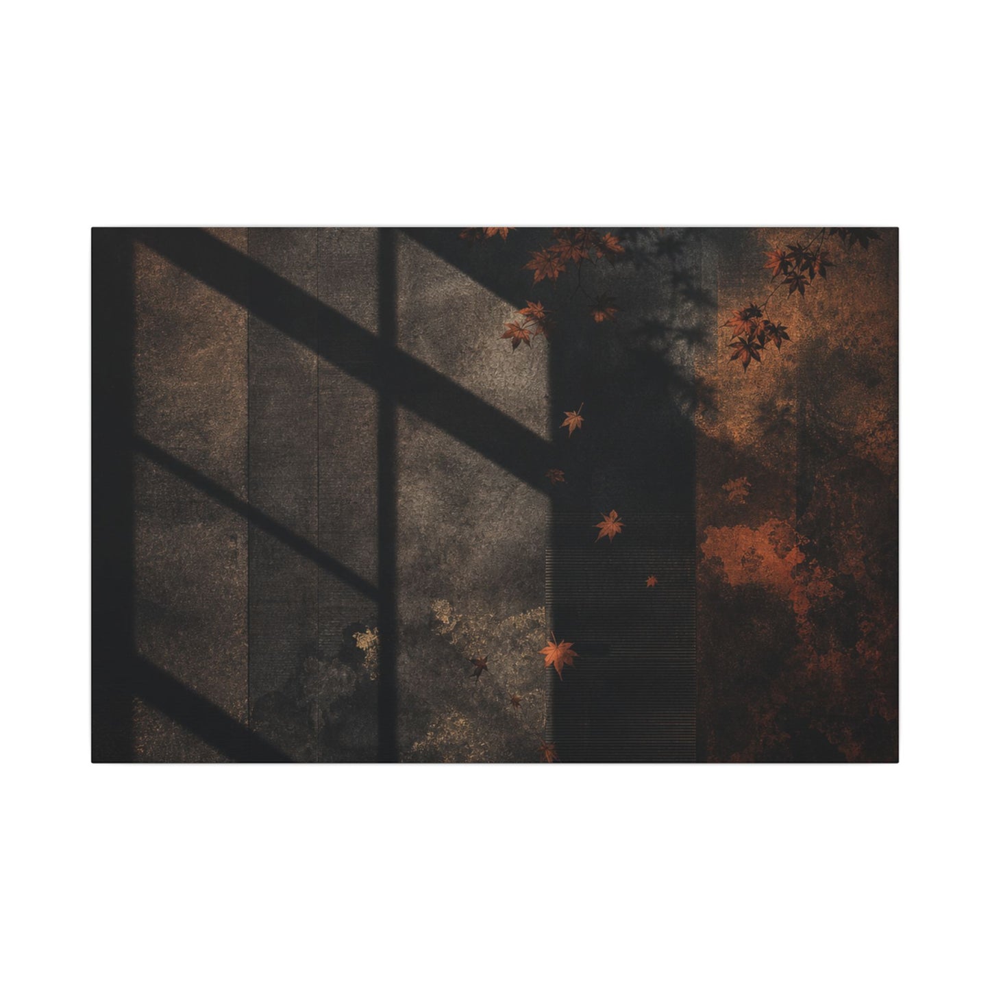 Sophisticated Shadow Play Canvas Art - Dark Texture Dark Japandi