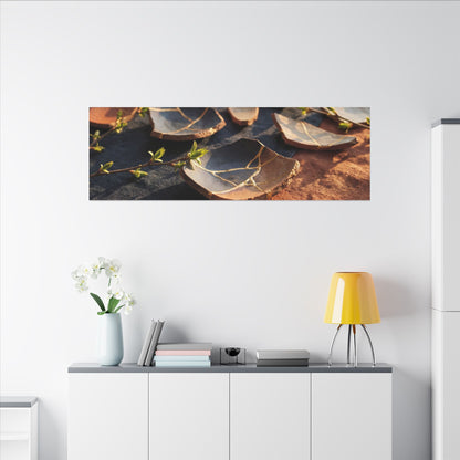Spring Broken Pottery Gold Vein Canvas Art | Philosophical Decor