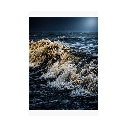 Beautiful Ocean Wave Wall Art Print - Gold Vein Kintsugi