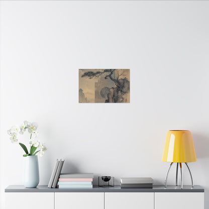 Japandi Pine Tree in Moonlight | Japanese Pattern Canvas Art