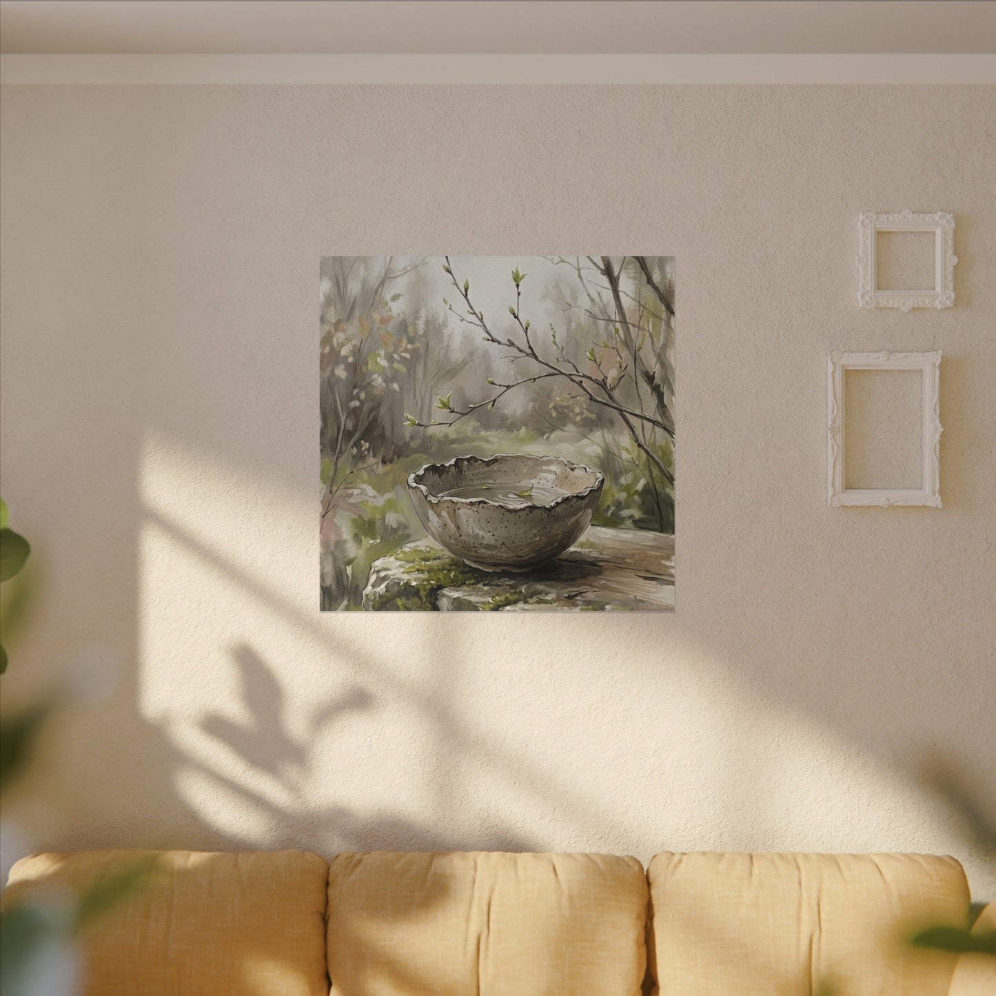 Japandi Ceramic Bowl in Overcast | Minimal Line Canvas Art
