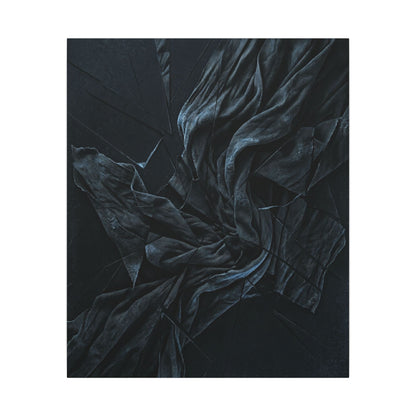 Dark Japandi Silk Drape in Moonlight | Moody Minimal Canvas Art