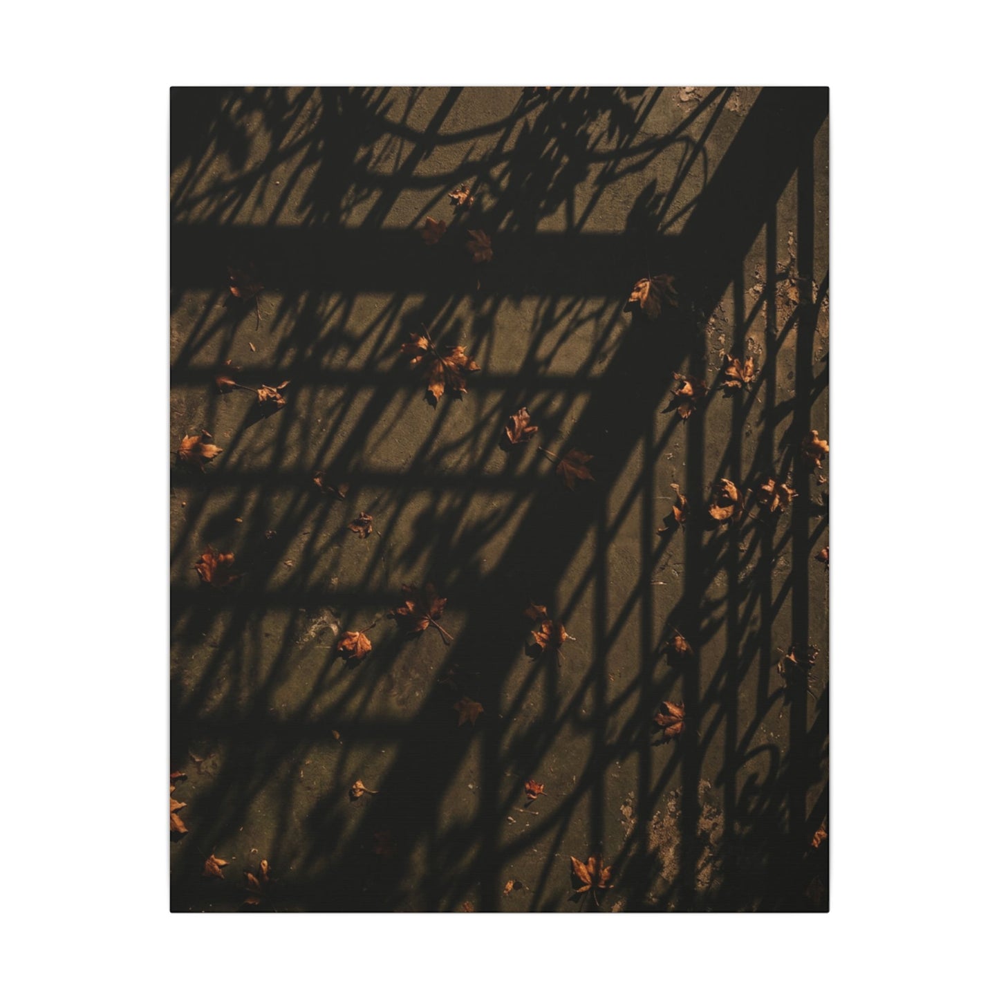 Dark Japandi Shadow Play in Golden Hour | Moody Minimal Canvas Art