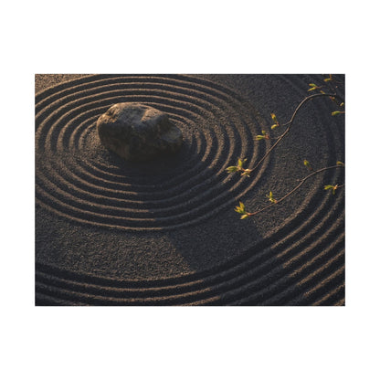 Rock Garden Shadow Zen Canvas Art | Bold Dark Japandi Art Art Print