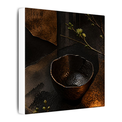 Atmospheric Ceramic Bowl Canvas Art - Shadow Zen Dark Japandi
