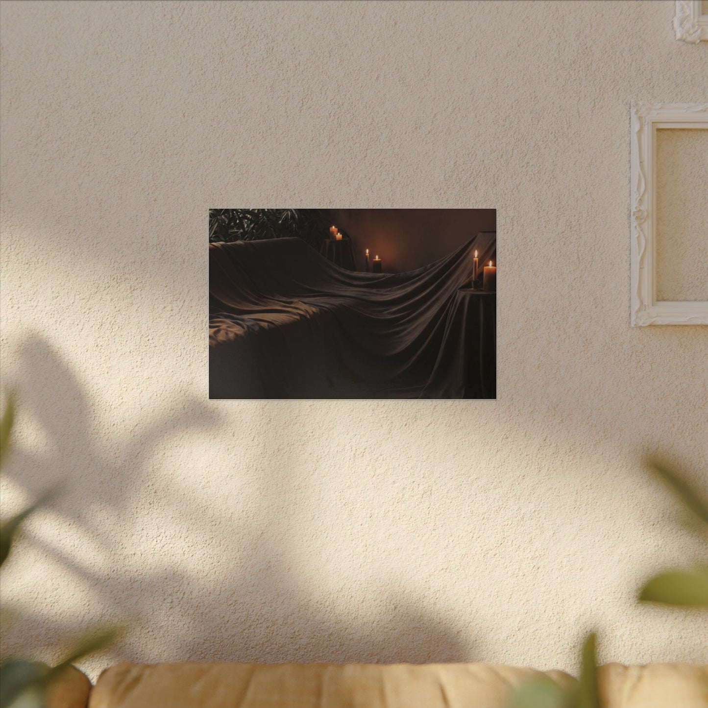 Candlelight Silk Drape Canvas Art - Dark Japandi Ma