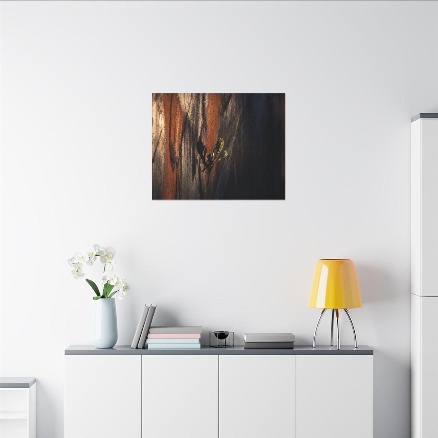 Rust Patina Charcoal Ink Canvas Art | Moody Dark Japandi Art