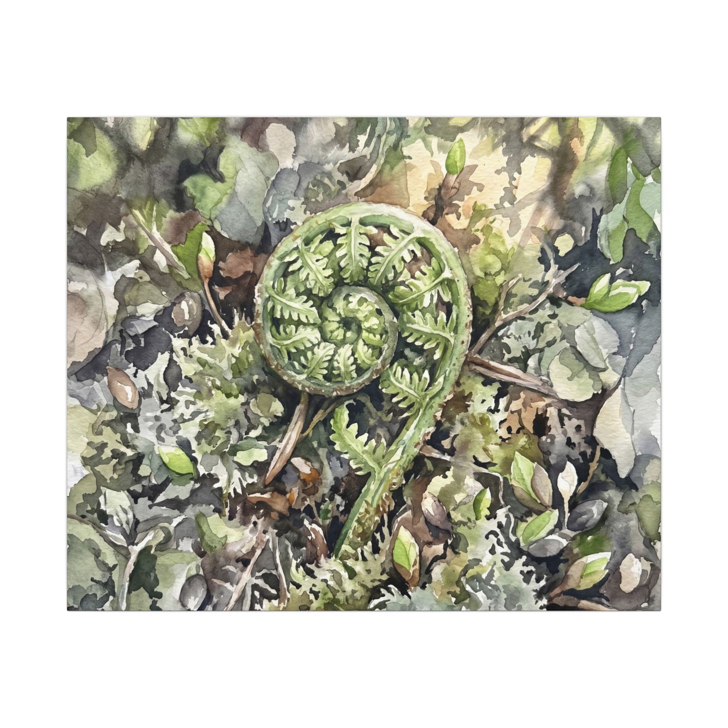 Fern Unfurling Spring Canvas Art | Japandi Neutral Design