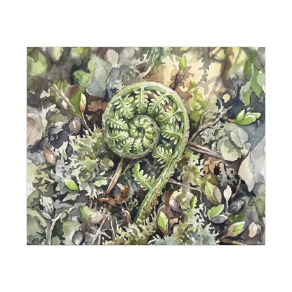 Fern Unfurling Spring Canvas Art | Japandi Neutral Design