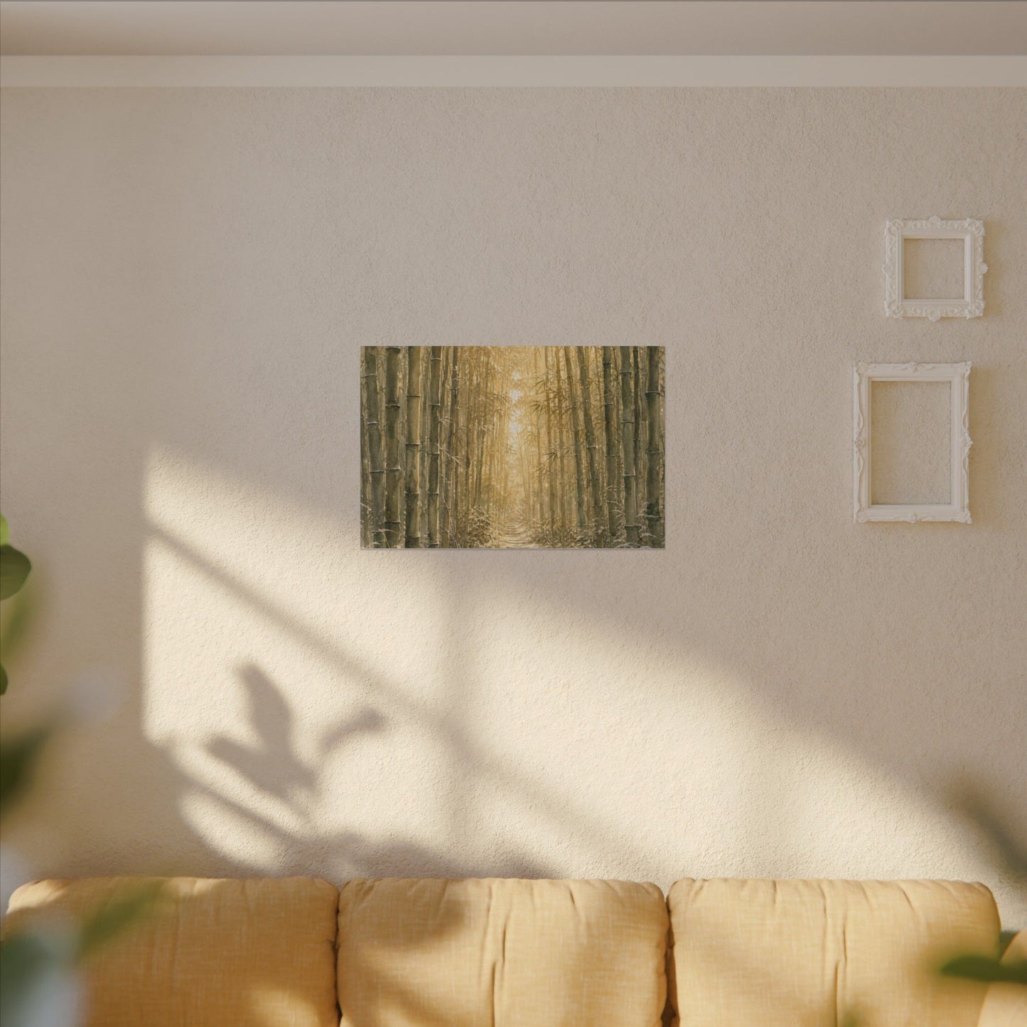 Bamboo Grove Winter Canvas Art | Japandi Elegant Design
