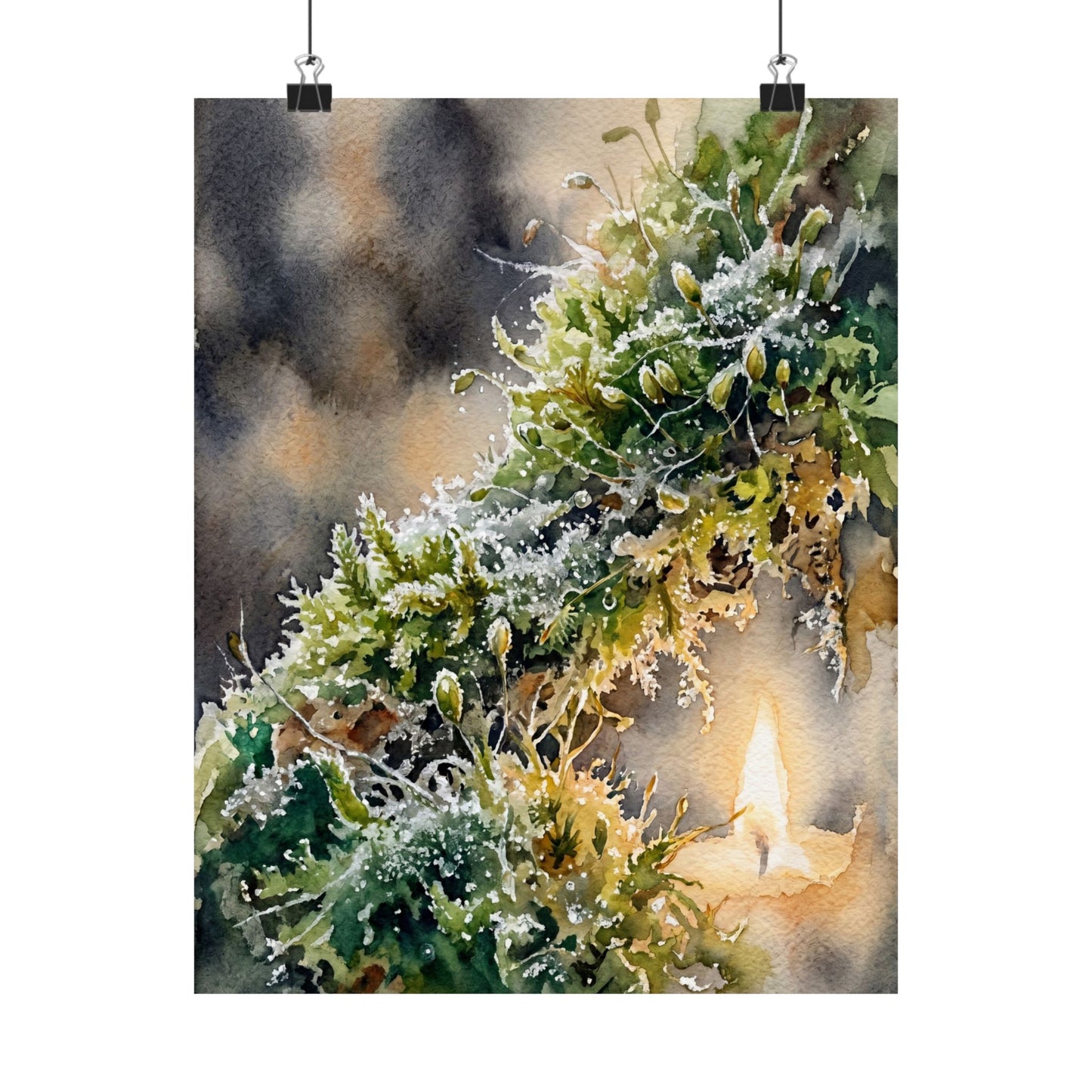 Fukinsei Moss Close Up Wall Art Print - Japandi Watercolor