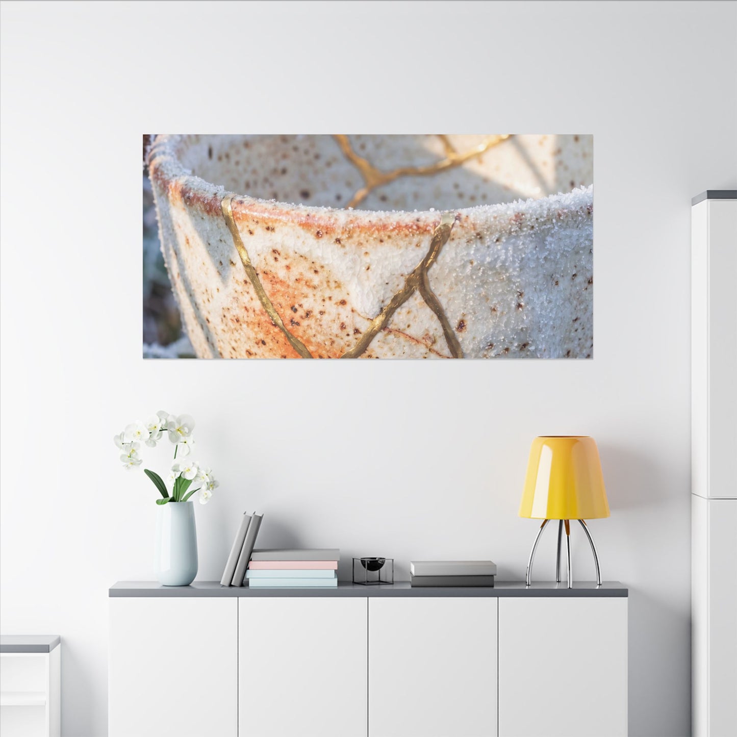 Resilient Ceramic Bowl Canvas Art - Gold Vein Kintsugi